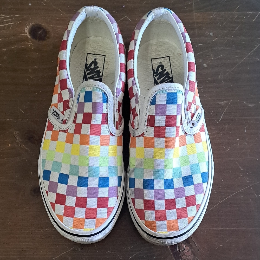Vans Kids Multicolor Checkered Slip-On Shoes